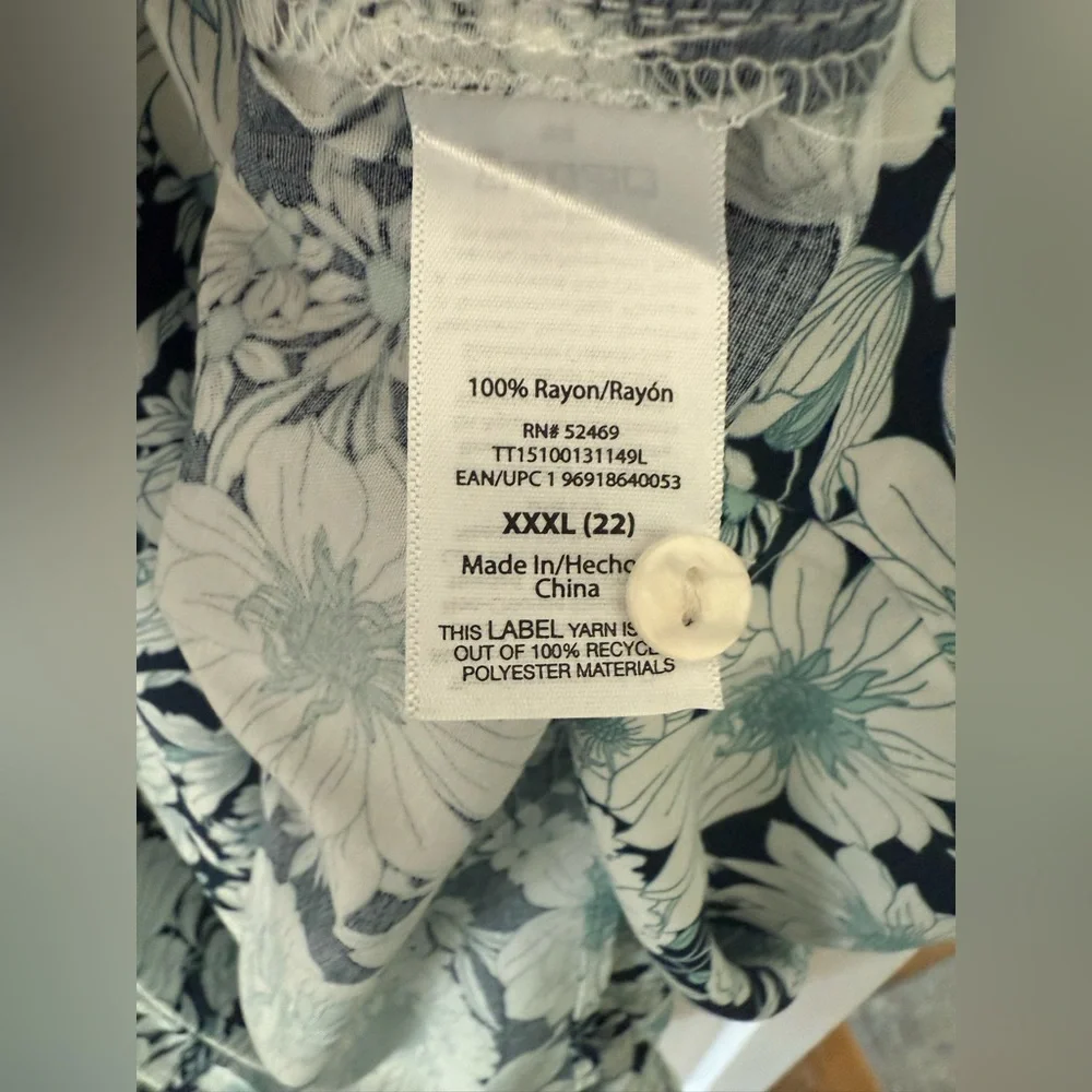 Time and Tru Blue Floral Dress 💙 Size 22/XXXL 🩵 NEW WITH TAGS - Picture 6 of 13